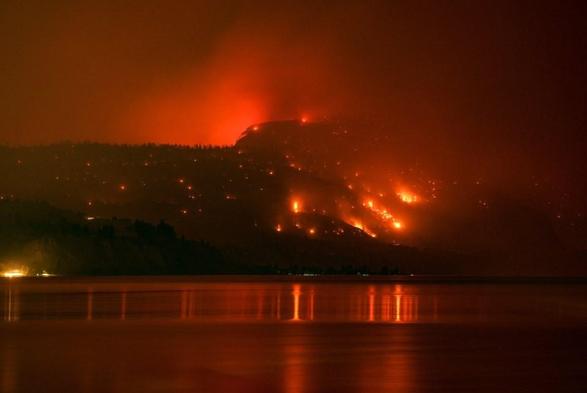Town of Summerland burning on a hillside