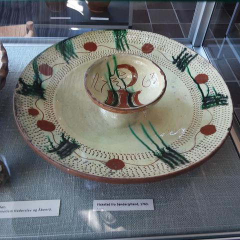 Fish dish dated 1763 at Ehlers Samlingen Museum, Haderslev, Denmark.